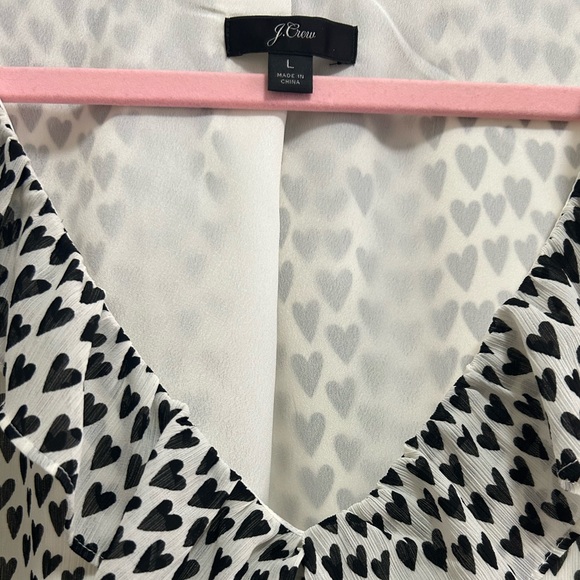 J.Crew Ruffleneck Hearts Blouse Size L - Picture 2 of 4